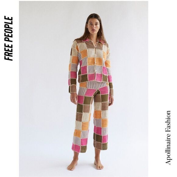 FREE PEOPLE BY SHE MADE ME NWT HAND MADE EDITH PANT SET MEDIUM - Picture 5 of 10